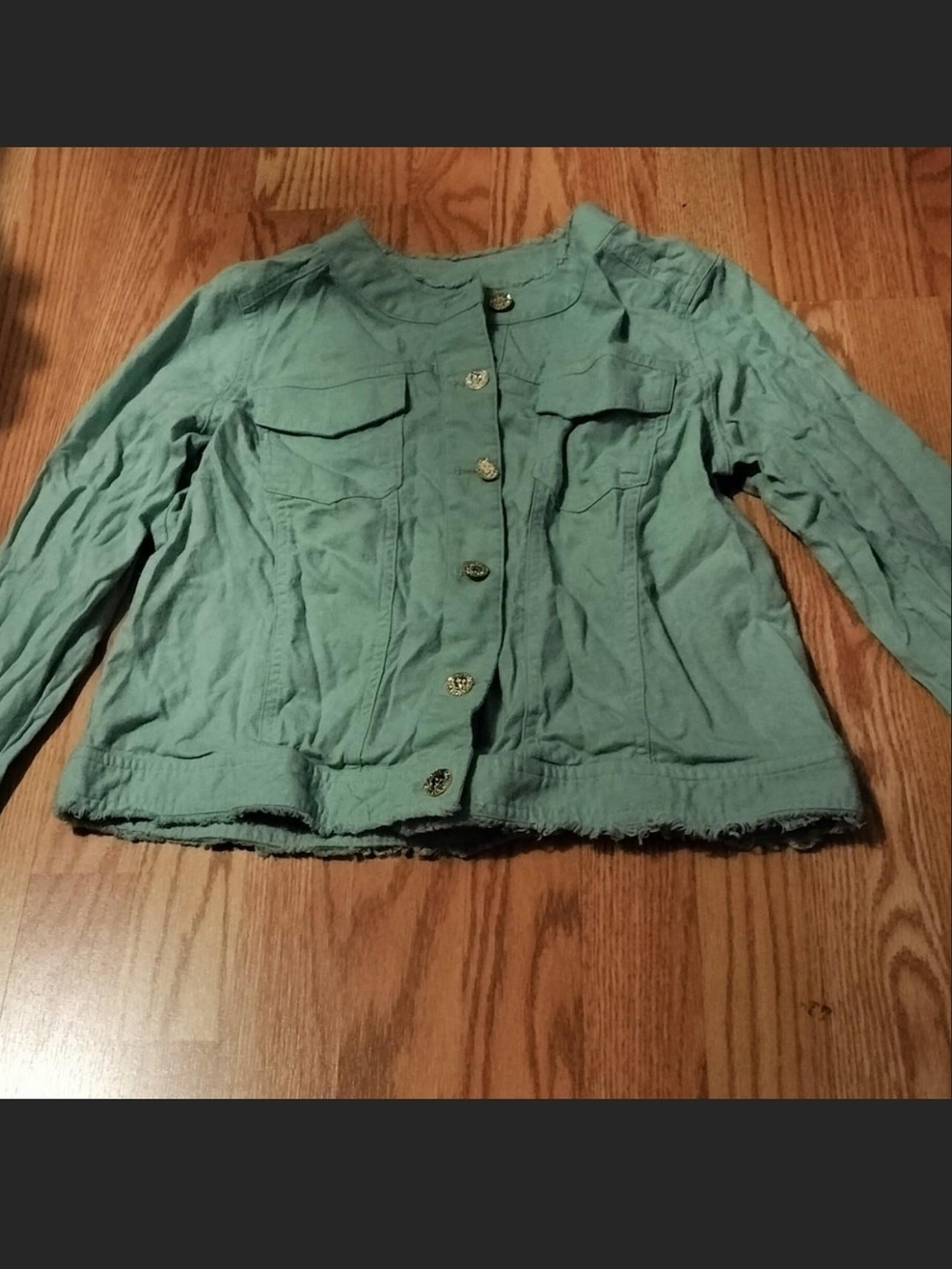 Anne Klein Teal Button-Front Jean Jacket